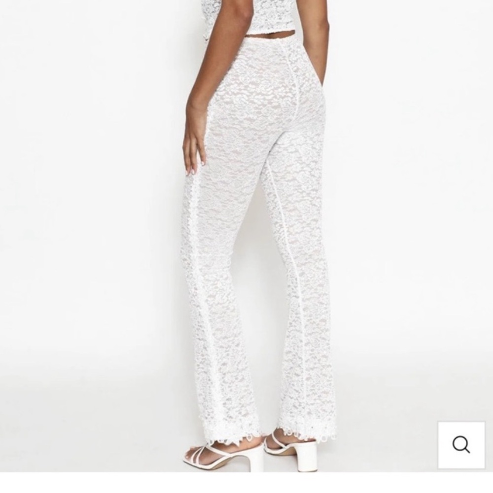Boys Lie Rose Reverie x Yung Reaper Bottom White Lace Pearl Flare Pant - Picture 2 of 8